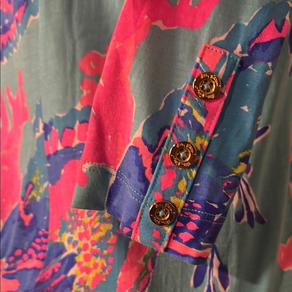 Lilly Pulitzer RIVA DRESS Shorely Blue Sandstorm FISH SEALIFE Sz S - Picture 14 of 15